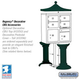 Cluster Box Unit with 4 Doors and 2 Parcel Lockers in Green with USPS Access