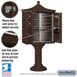 Salsbury Regency Decorative Cluster Box Unit, 4 C-Size Doors with 2 Parcel Lockers, Bronze, USPS Access