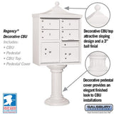 Regency Decorative Cluster Box Unit with 4 Doors and 2 Parcel Lockers in White with USPS Access