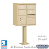 Cluster Box Unit with 4 Doors and 2 Parcel Lockers in Sandstone with USPS Access