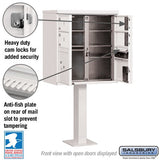 Cluster Box Unit with 4 Doors and 2 Parcel Lockers in White with USPS Access