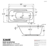 Coral 5 ft. Rectangular Drop-in Whirlpool and Air Bath Tub in White - Super Arbor