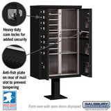 Cluster Box Unit with 8 Doors and Parcel Lockers in Black with USPS Access