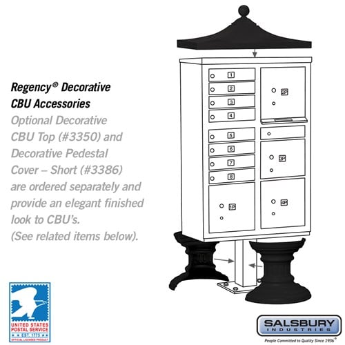 Cluster Box Unit with 8 Doors and Parcel Lockers in Black with USPS Access