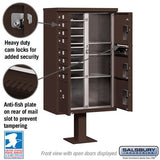 Cluster Box Unit with 8 Doors and Parcel Lockers in Bronze with USPS Access