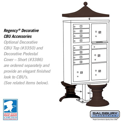 Cluster Box Unit with 8 Doors and Parcel Lockers in Bronze with USPS Access