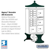 Cluster Box Unit with 8 Doors and 4 Parcel Lockers in Green with USPS Access