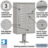 Cluster Box Unit with 8 Doors and 4 Parcel Lockers in Gray with USPS Access