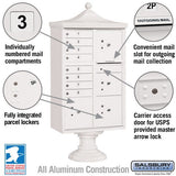 Regency Decorative Cluster Box Unit with 8 Doors and 4 Parcel Lockers in White with USPS Access
