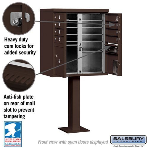 Cluster Box Unit with 8 Doors and 2 Parcel Lockers in Bronze with USPS Access