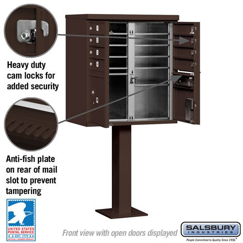 Cluster Box Unit with 8 Doors and 2 Parcel Lockers in Bronze with USPS Access