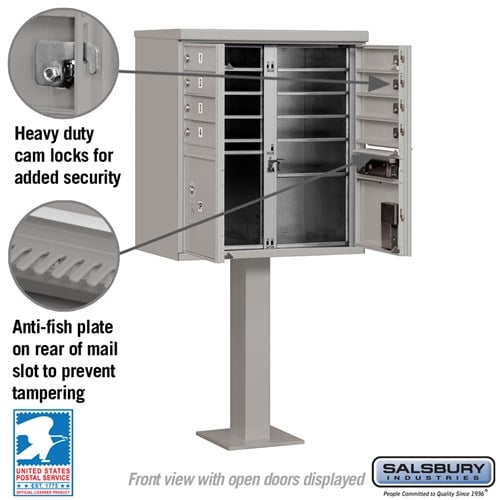 Cluster Box Unit with 8 Doors and 2 Parcel Lockers in Gray with USPS Access