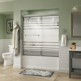 Everly 60 in. x 58-1/8 in. Traditional Semi-Frameless Sliding Bathtub Door in Chrome and 1/4 in. (6mm) Rain Glass - Super Arbor