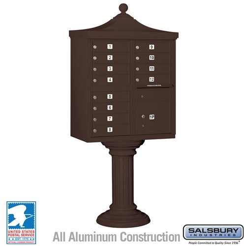 Regency Decorative Cluster Box Unit with 12 Doors and Parcel Locker in Bronze