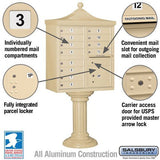 Regency Decorative Cluster Box Unit with 12 Doors and Parcel Locker in Sandstone