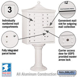 Regency Decorative Cluster Box Unit with 12 Doors and Parcel Locker in White