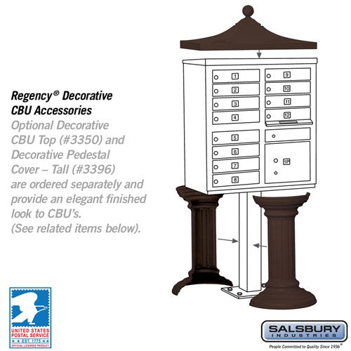 Cluster Box Unit with 12 Doors and Parcel Locker in Bronze with USPS Access