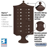 Regency Decorative Cluster Box Unit with 13 Doors and Parcel Locker in Bronze with USPS Access
