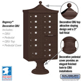 Salsbury Regency Decorative Cluster Box Unit, 13 Doors + 1 Parcel Locker, Bronze, USPS Access