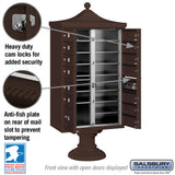 Salsbury Regency Decorative Cluster Box Unit with 13 Doors and Parcel Locker, Bronze, USPS Access