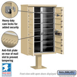 Cluster Box Unit with 13 Doors and Parcel Locker in Sandstone with USPS Access