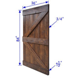 36 in x 84 in K Series DIY Dark Walnut Finished Knotty Pine Wood Barn Door Slab - Super Arbor