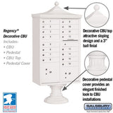 Regency Decorative Cluster Box Unit with 16 Doors and 2 Parcel Lockers in White with USPS Access