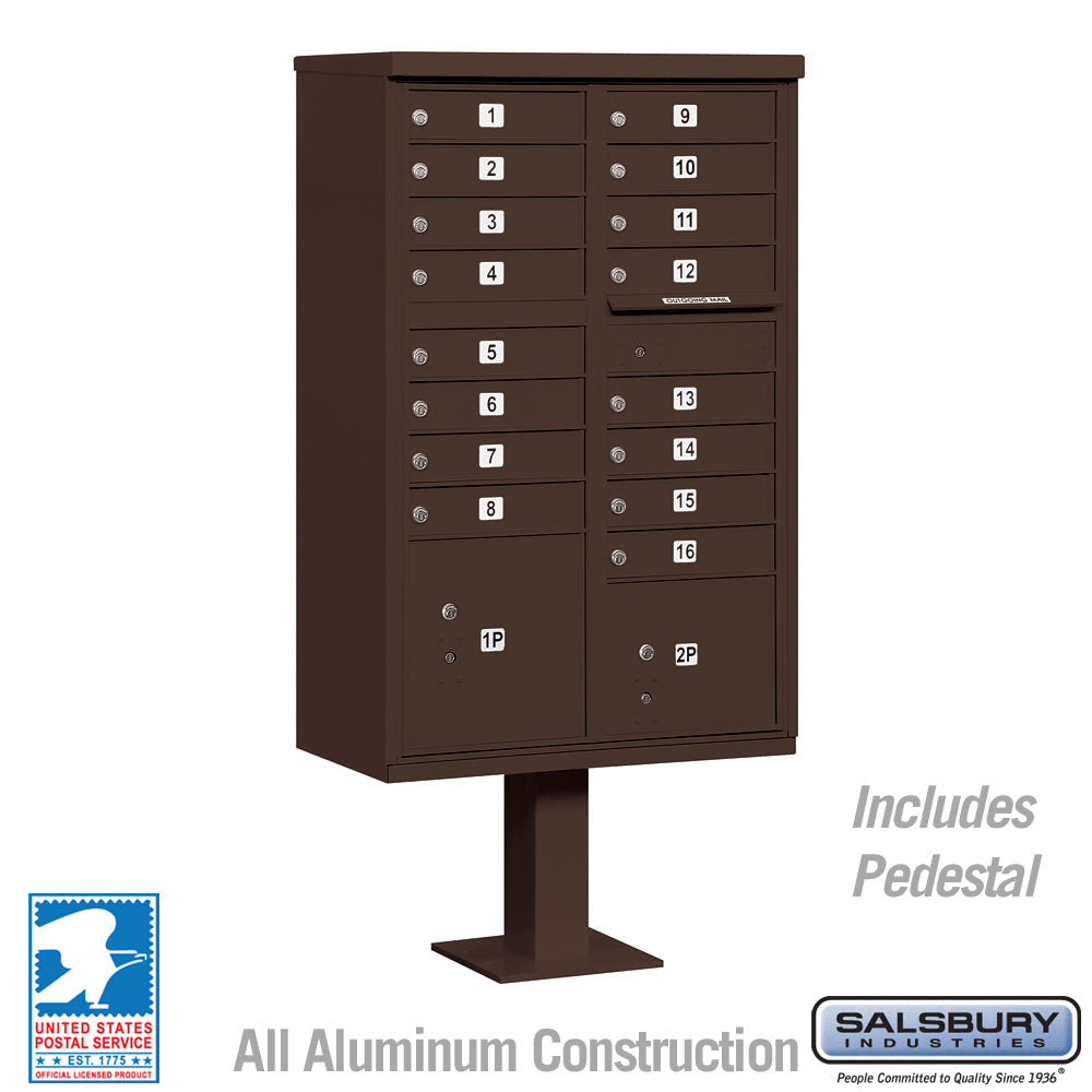 Cluster Box Unit with 8 Doors and 2 Parcel Lockers in Bronze with USPS Access