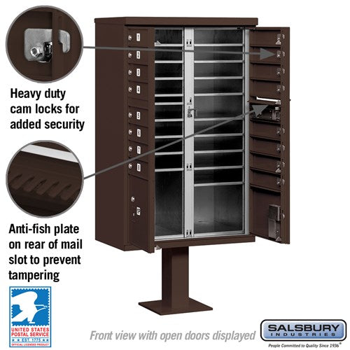 Cluster Box Unit with 8 Doors and 2 Parcel Lockers in Bronze with USPS Access