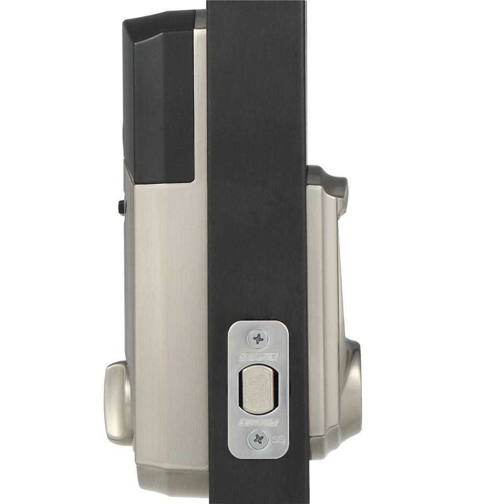 Camelot Satin Nickel Connect Z-Wave Plus Smart Deadbolt and Camelot Handleset with Accent Lever with Camelot Trim - Super Arbor