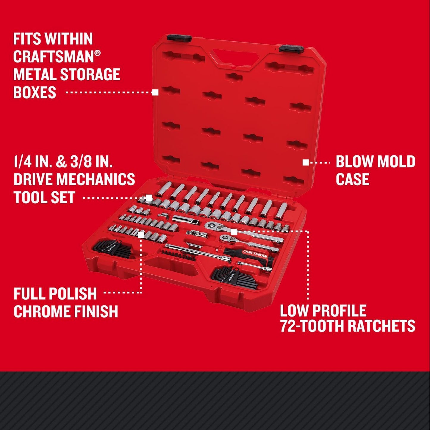 Craftsman 83 pc Metric and SAE Tool Set - 1/4 and 3/8 in. Drive