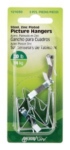Hillman AnchorWire Silver Conventional Picture Hanger, 30 lb Capacity, 6-Pack