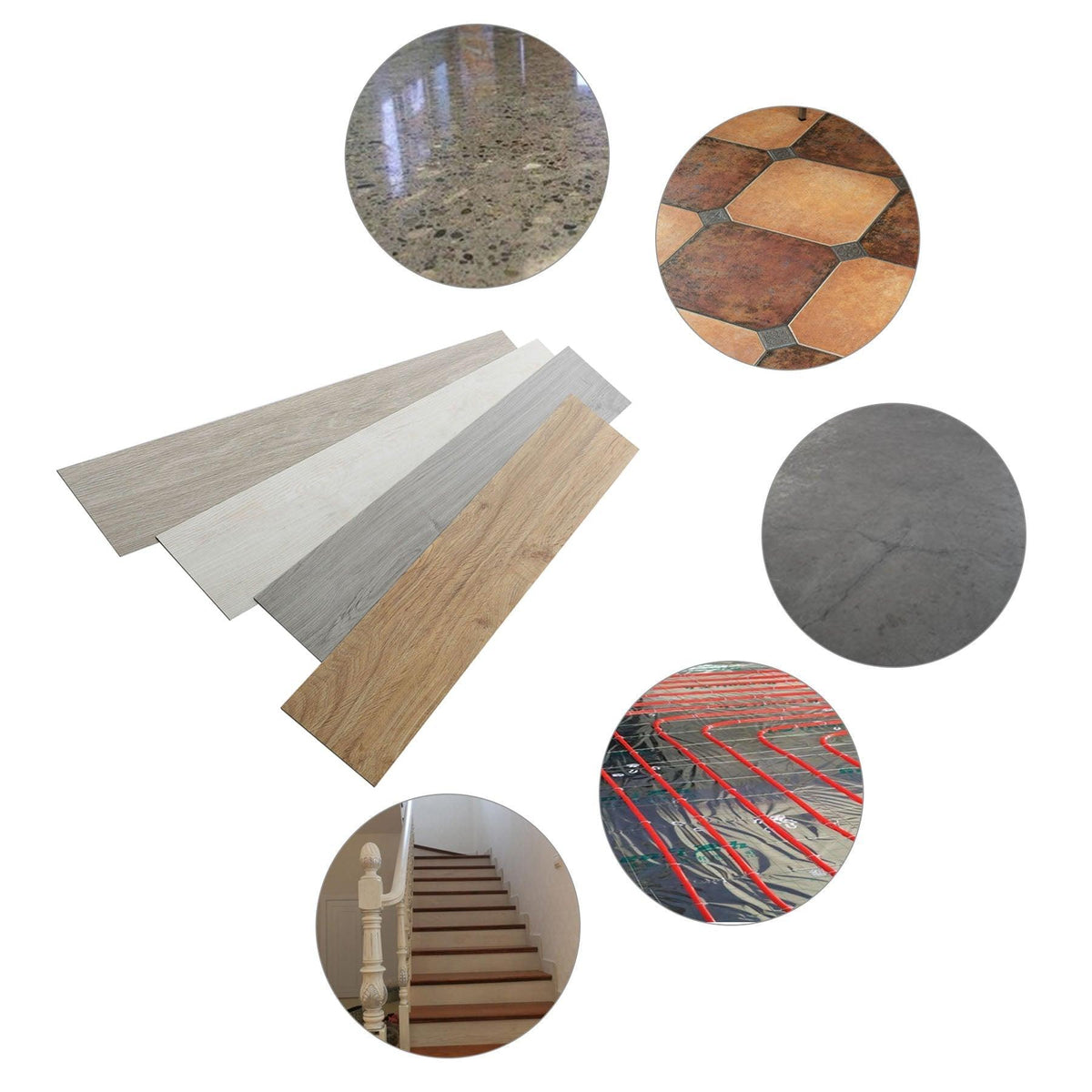 6" x 36" 16 PCS Vinyl Floor Planks Adhesive Floor Tiles 2.0mm Thick Easy Installation - Super Arbor