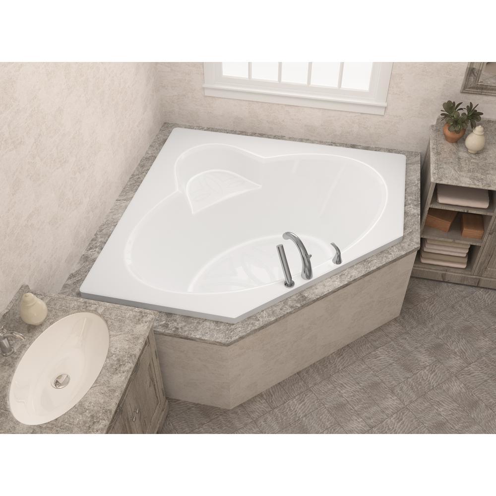 Malachite 5 ft. Acrylic Center Drain Corner Drop-in Non-Whirlpool Bathtub in White - Super Arbor