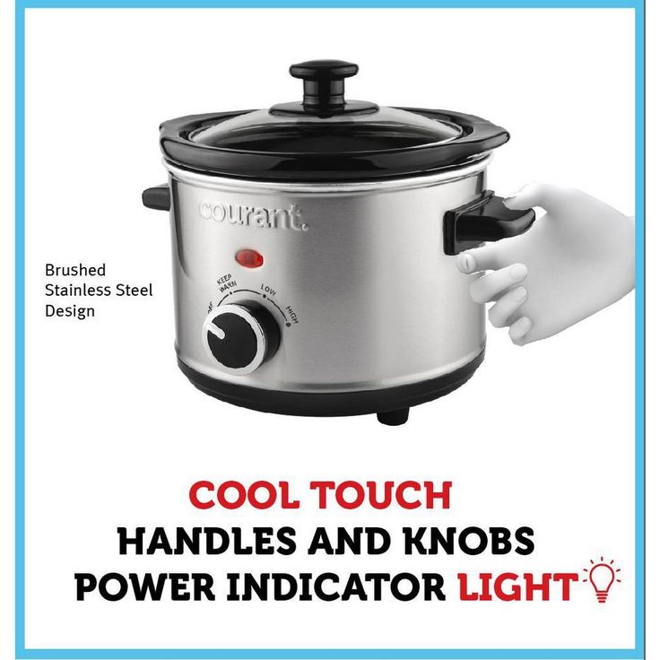 1.5 Qt. Brushed Stainless Steel Slow Cooker with Temperature Settings and Tempered Glass Lid