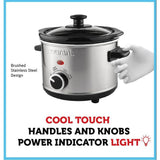 1.5 Qt. Brushed Stainless Steel Slow Cooker with Temperature Settings and Tempered Glass Lid