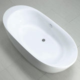Logan 71 inches Center Drain Freestanding Bathtub in Glossy White - Super Arbor