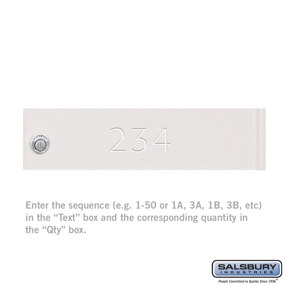 Custom Door Engraving for White Cluster Box Unit and Parcel Locker Door