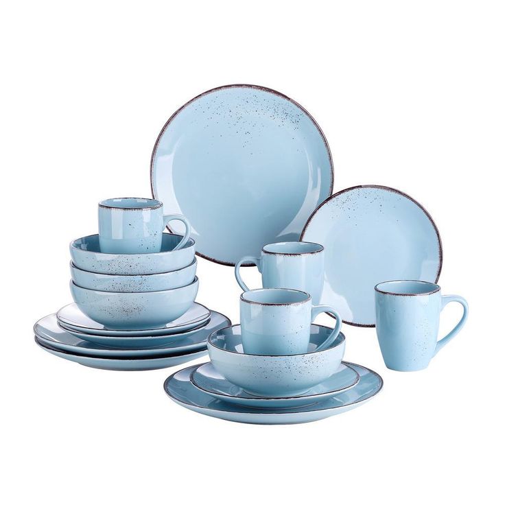 16- Piece Modern Light Blue Porcelain Dinnerware Sets (Service for Set for 4)