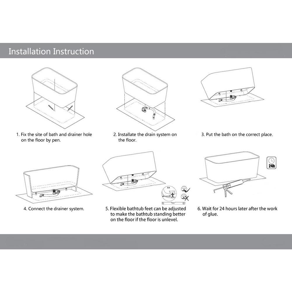 71 in. Stone Resin Flatbottom Freestanding Non-Whirlpool Bathtub in White Matt - Super Arbor