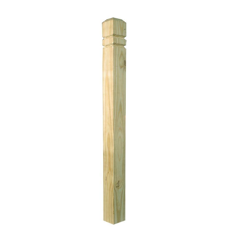 4 in. x 4 in. x 4-1/2 ft. Pressure-Treated Wood Double V-Groove Deck Post - Super Arbor
