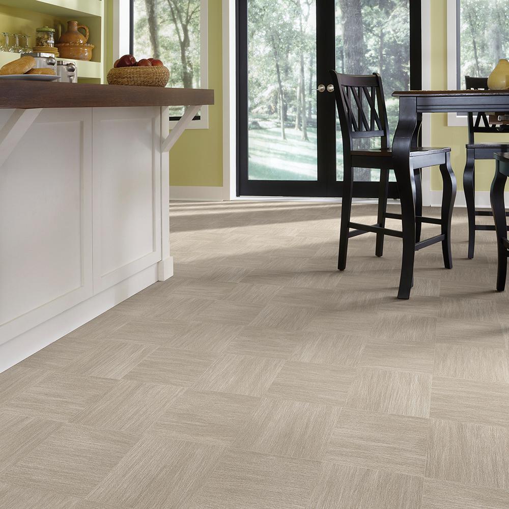 IVC Woven Grey Tile Residential Vinyl Sheet, Sold by 13.2 ft. Wide x Custom Length - Super Arbor