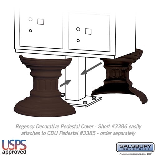 Salsbury Regency Decorative Pedestal Cover – Short, Bronze for CBU Pedestal #3385 (#3386)