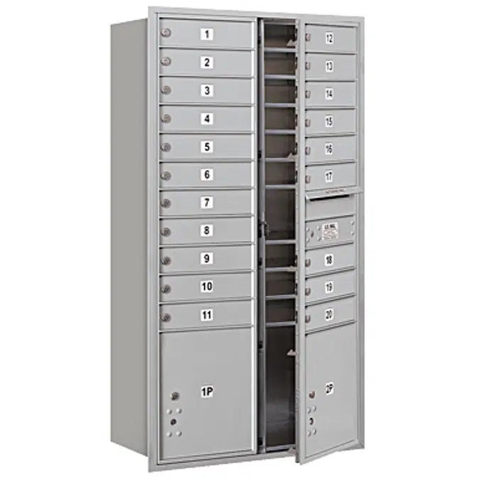 Salsbury 3700 Horizontal Series 3-Parcel Locker Recessed Mount Mailbox