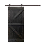 Distressed K 42 in. x 84 in. Walnut Stained Solid Knotty Pine Wood Interior Sliding Barn Door with Hardware Kit - Super Arbor