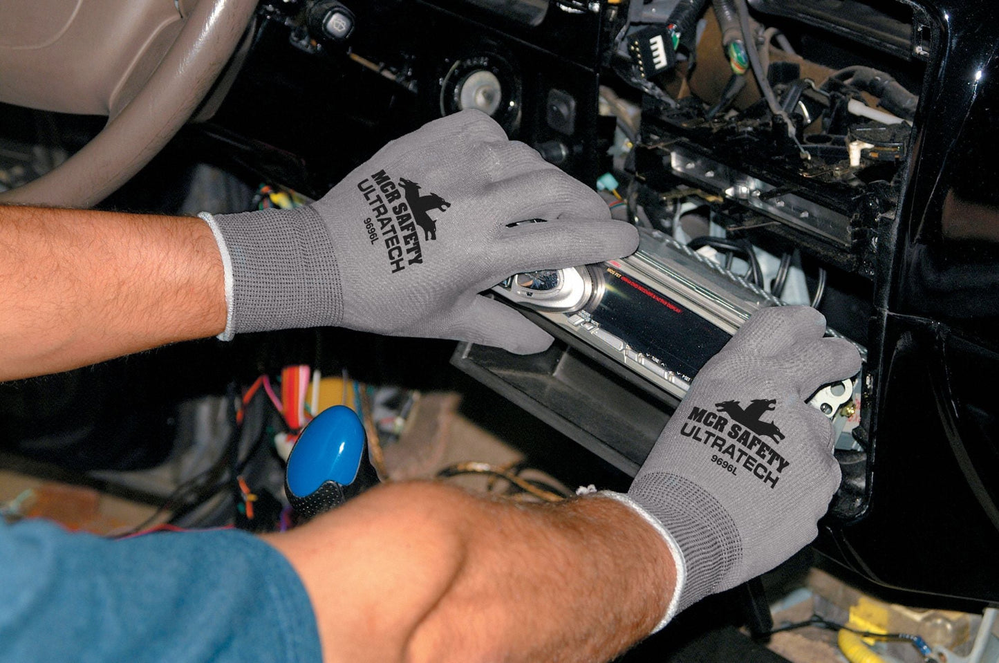 MCR SAFETY UltraTech Coated Gloves 2XL - Polyurethane Palm Dipped, Gray