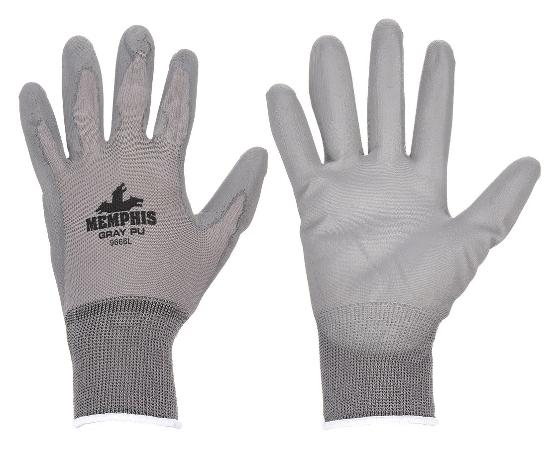MCR SAFETY NXG 9666 Polyurethane Coated Gloves - Large, Gray