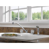 Peerless Chrome 2-Handle Deck-Mount Low-Arc Handle Kitchen Faucet (Deck Plate Included)
