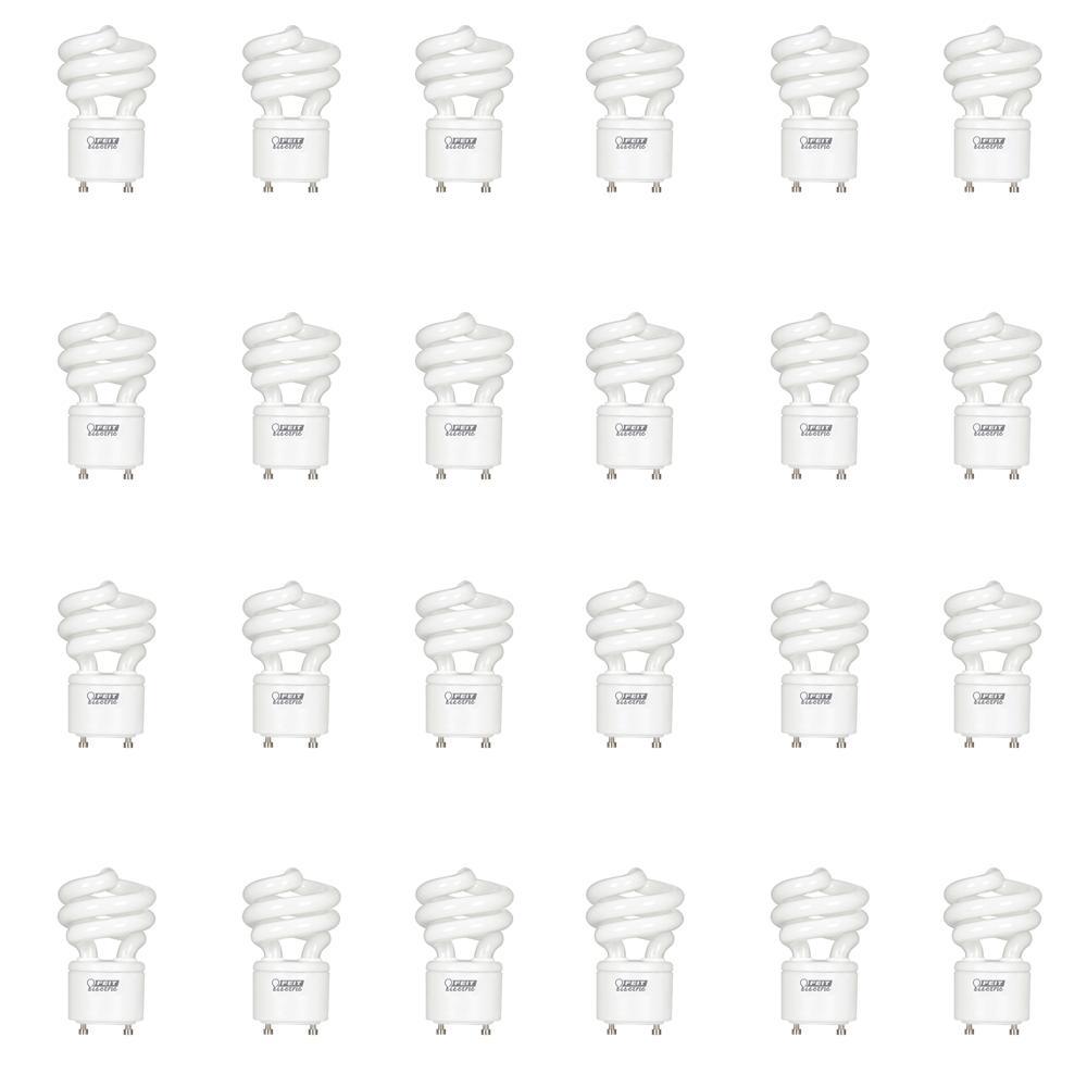 60-Watt Equivalent T3 Spiral Non-Dimmable GU24 Base Compact Fluorescent CFL Light Bulb, Daylight 5000K (2-Pack) - Super Arbor