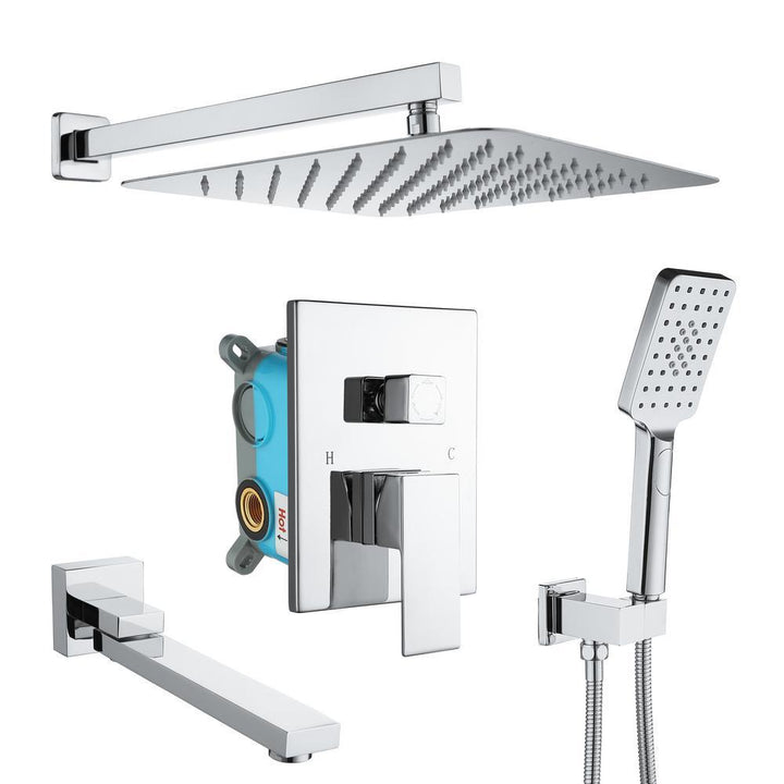 3-Spray with 2.5 GPM 10 in. 3 Functions Tub Wall Mount Dual Shower Heads in Spot in Polished Chrome (Valve Included) - Super Arbor